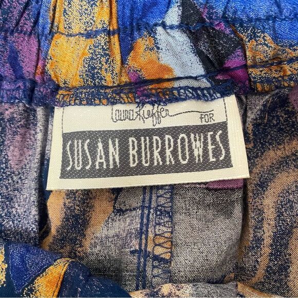 VINTAGE Susan Burrowes Abstract Flowy Maxi Skirt - Picture 6 of 9